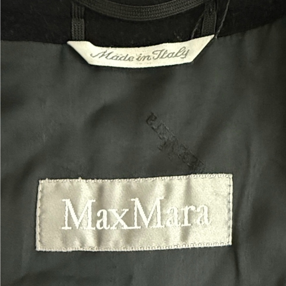 MaxMara Classic  Black Trench Coat Double Breast 100% Virgin Wool - Picture 2 of 16